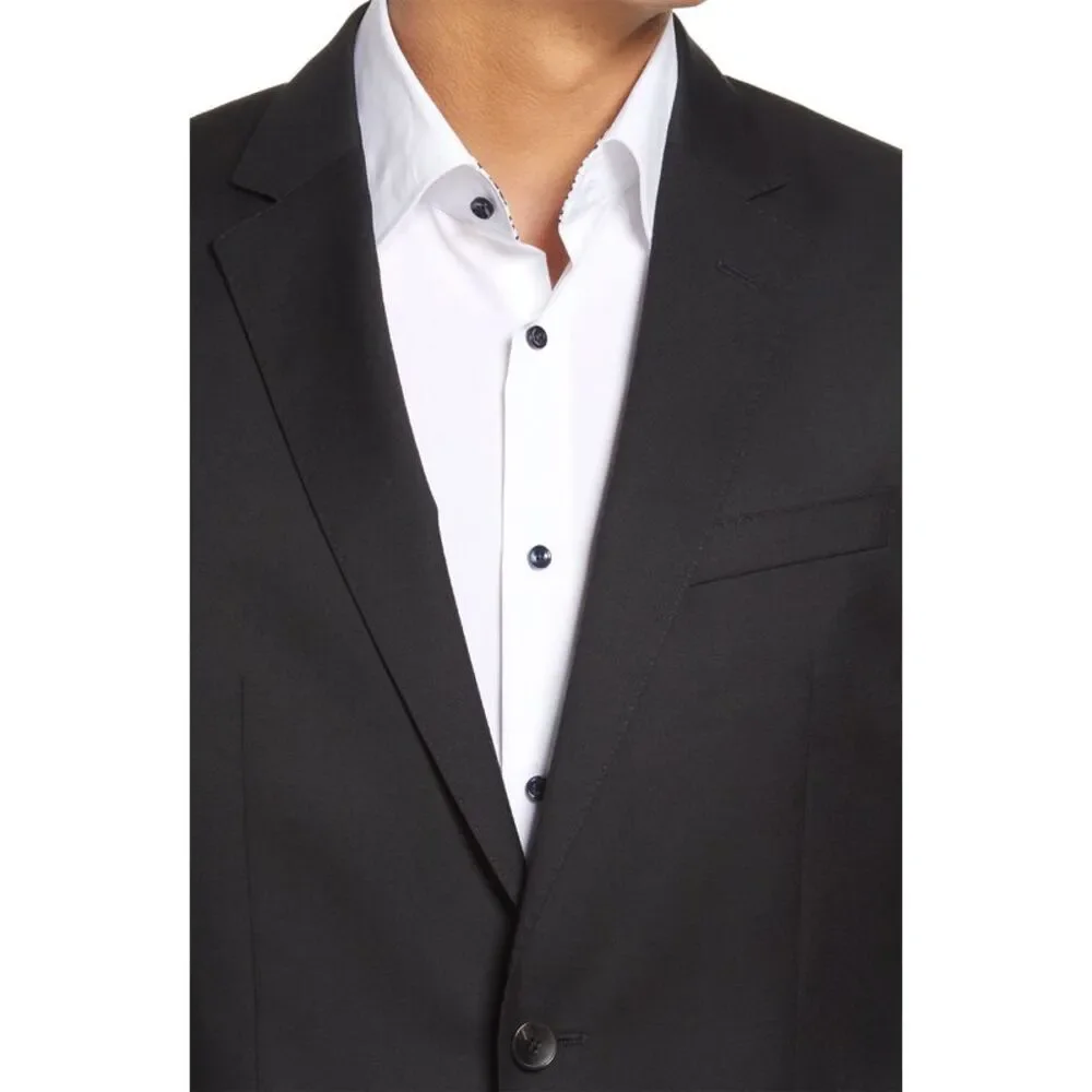 Hugo Boss Mens Jeffery Regular Fit Wool Sport Coat 40 Long Black - NWT